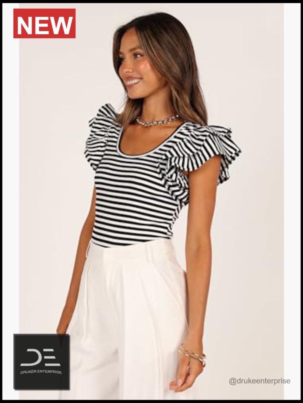 Cropped Ribbed Tank Top with Ruffle Sleeves - Picture 4 of 7